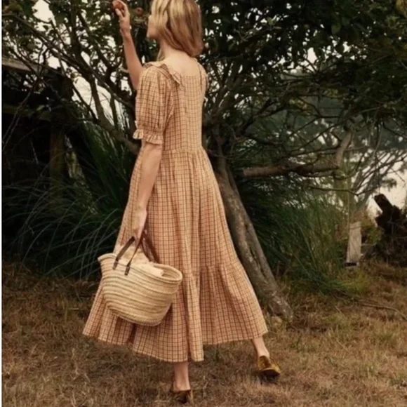 Doen Elodie Dress in Orange Maringue Plaid - Picture 4 of 7